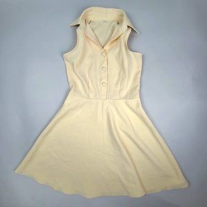 Vintage Butter Yellow Sleeveless Shirt Dress - Size M